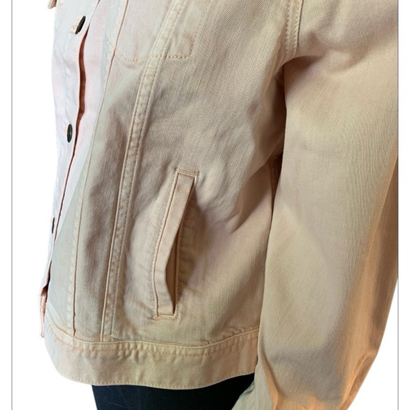 LANDSEND Women's Light Peachy Pink Soft Denim Jean Jacket - Picture 6 of 6